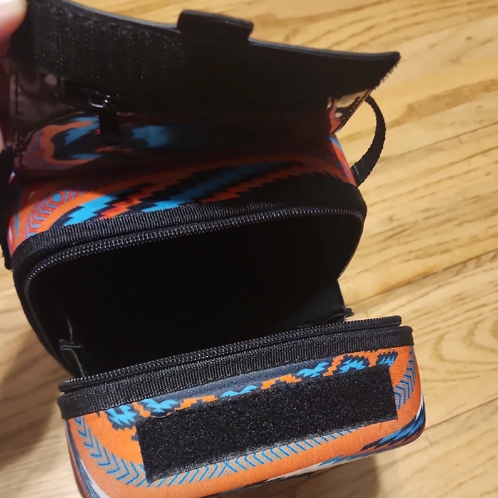 Orange & Blue Patterned Camera Case with Zip Closure